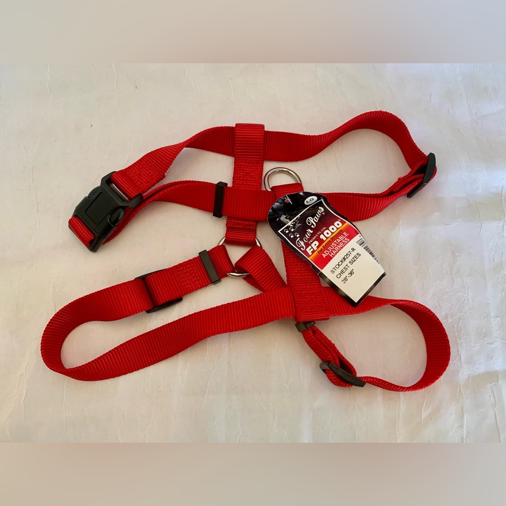 Four Paws Adjustable Nylon Dog Harness red size large
